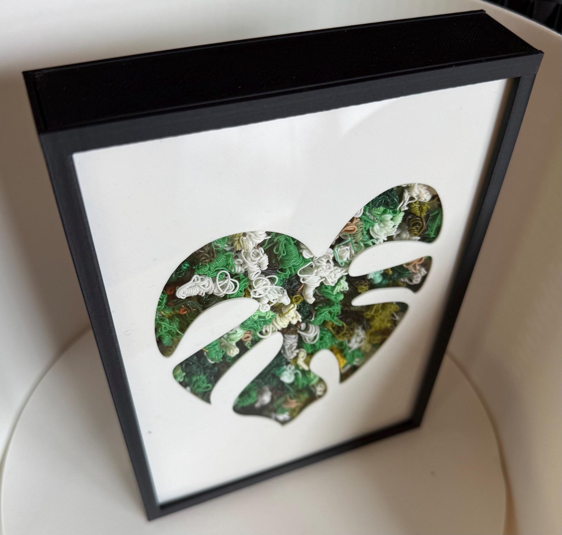 Monstera Leaf Shadow Box Wall Art – 5x7 Tropical Botanical Silhouette - Gathering Moss