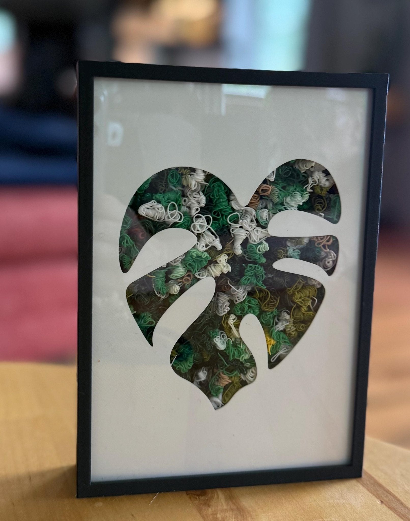Monstera Leaf Shadow Box Wall Art – 5x7 Tropical Botanical Silhouette - Gathering Moss