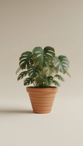 Monstera deliciosa in terracotta pot