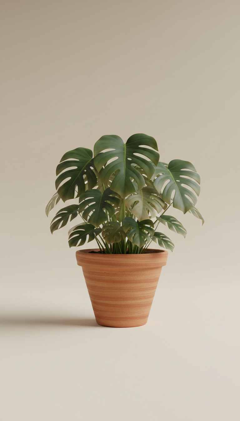 Monstera deliciosa in terracotta pot