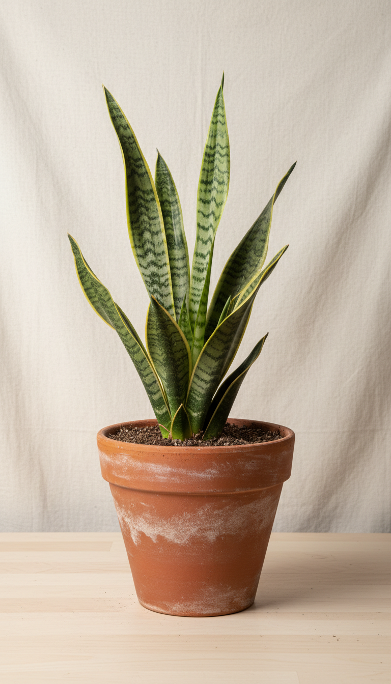 Snake Plant in Hand-Thrown Terracotta