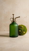 Moss green glass misting bottle