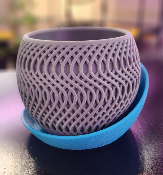 Radiant 4" 3D Printed Planter pot with wraparound tray - Gathering Moss