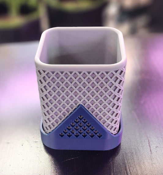 Squared Polygon 3" 3D printed pot with tray - Gathering Moss