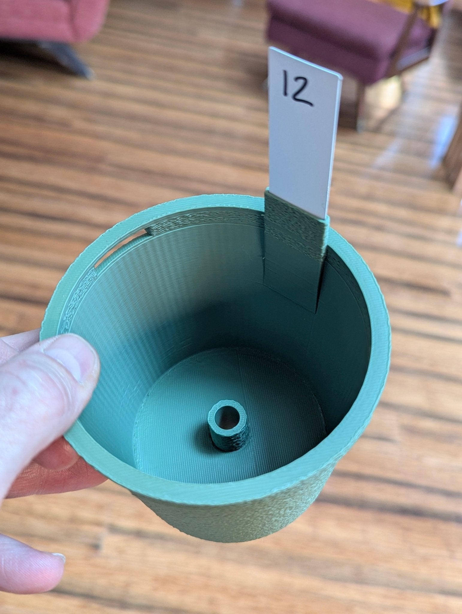 The Lynn – 3.75” Hanging Planter with Plant Tag Holder & Water Reserve – 3D Printed Eco - Friendly Pot - Gathering Moss