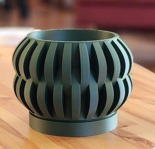 The Povan 3.5" Decorative Planter with Drip Tray - Forest Green - Gathering Moss